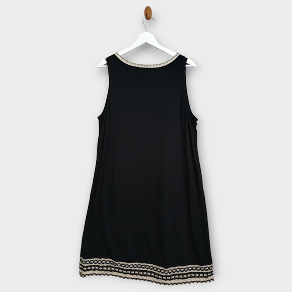 J Jill Dress Women Large Black Crochet Applique Shift Knit Minimalist Sheath - Picture 2 of 5